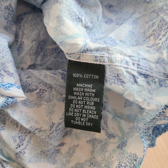 Rodd & Gunn Blue and White Leaf Pattern Shirt - Picture 7 of 7